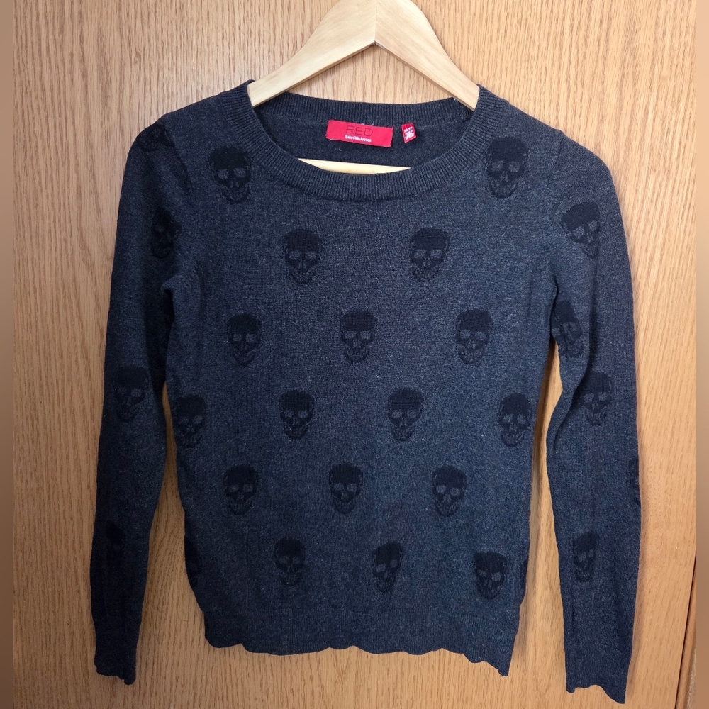 Saks Fifth Avenue Black Skull Sweater